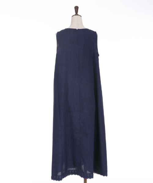 axes femme(アクシーズファム)の「麻調ピンタックAラインワンピース(ワンピース・レディース・グレイッシュベージュ/サックスブルー/ネイビー・FREE)」の15枚目の写真