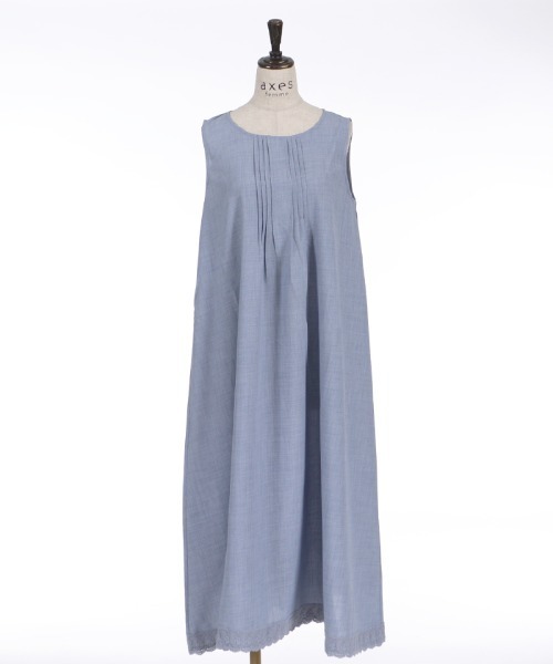 axes femme(アクシーズファム)の「麻調ピンタックAラインワンピース(ワンピース・レディース・グレイッシュベージュ/サックスブルー/ネイビー・FREE)」の22枚目の写真