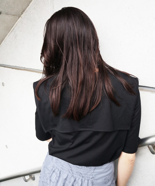 Brownie（ブラウニー）の「Brownie スクエアーカラー五分袖プルオーバー（Tシャツ/カットソー・レディース・ブラック/オフホワイト/ホワイト×ブラック/グリーン系その他・FREE）」の18枚目の写真