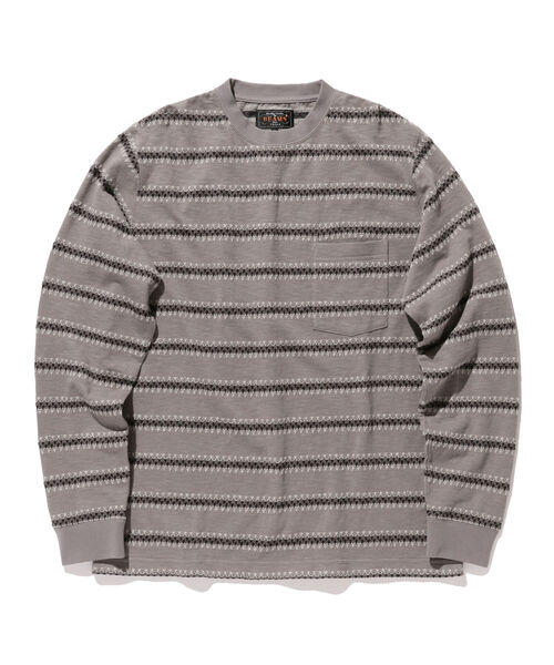 BEAMS PLUS(ビームスプラス)の「BEAMS PLUS / ジャカード ストライプ ポケット Tシャツ(Tシャツ/カットソー・メンズ・オリーブ/グレー/ネイビー・XL/M/S/L)」の2枚目の写真