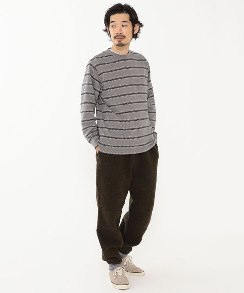 BEAMS PLUS(ビームスプラス)の「BEAMS PLUS / ジャカード ストライプ ポケット Tシャツ(Tシャツ/カットソー・メンズ・オリーブ/グレー/ネイビー・XL/M/S/L)」の5枚目の写真