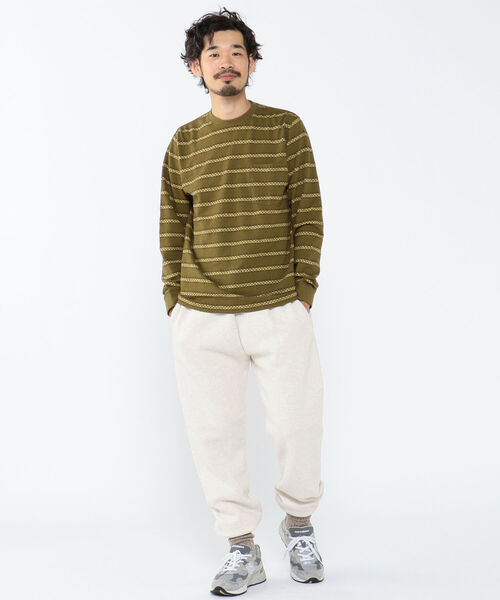 BEAMS PLUS(ビームスプラス)の「BEAMS PLUS / ジャカード ストライプ ポケット Tシャツ(Tシャツ/カットソー・メンズ・オリーブ/グレー/ネイビー・XL/M/S/L)」の6枚目の写真