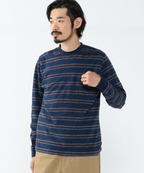 BEAMS PLUS(ビームスプラス)の「BEAMS PLUS / ジャカード ストライプ ポケット Tシャツ(Tシャツ/カットソー・メンズ・オリーブ/グレー/ネイビー・XL/M/S/L)」の14枚目の写真