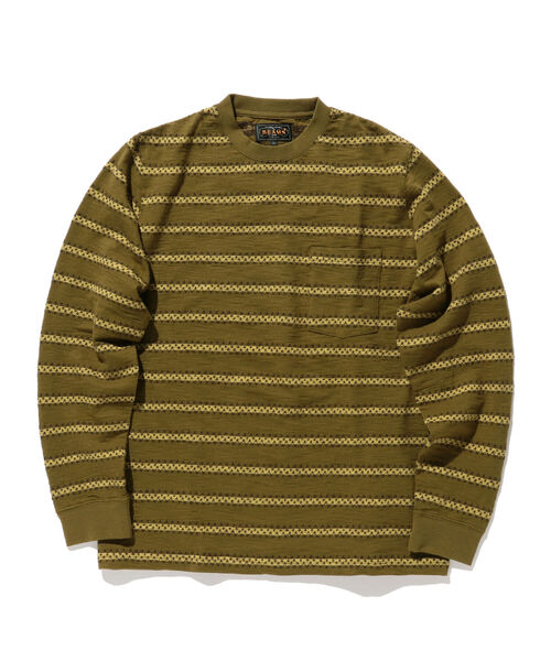 BEAMS PLUS(ビームスプラス)の「BEAMS PLUS / ジャカード ストライプ ポケット Tシャツ(Tシャツ/カットソー・メンズ・オリーブ/グレー/ネイビー・XL/M/S/L)」の21枚目の写真