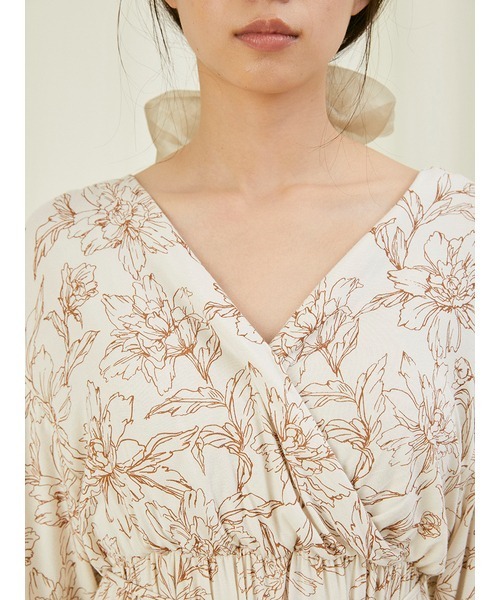 カシュクールプリントカットワンピース