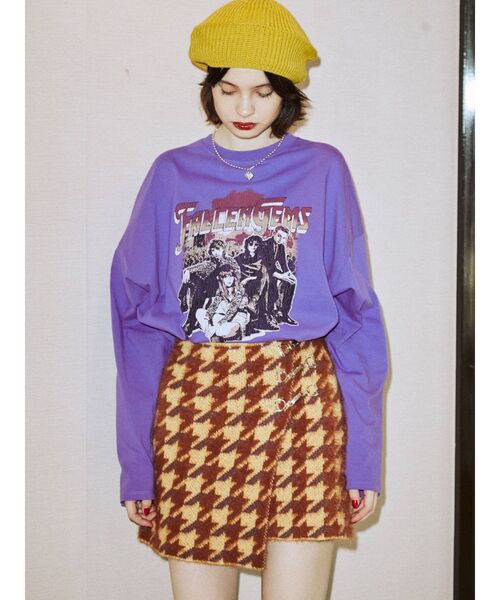 jouetie（ジュエティ）の「チェックパターンニットスカート【セットアップ対応】（スカート・レディース・ピンク/イエロー/グレー・MEDIUM）」の5枚目の写真