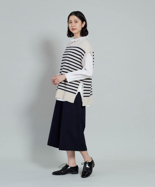 conges payes ADIEU TRISTESSE（コンジェ ペイエ アデュートリステス）の「ラムナイロンマリンボーダーベスト（ベスト・レディース・ベージュ系その他/ブルー系その他・FREE）」の4枚目の写真