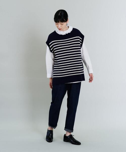 conges payes ADIEU TRISTESSE（コンジェ ペイエ アデュートリステス）の「ラムナイロンマリンボーダーベスト（ベスト・レディース・ベージュ系その他/ブルー系その他・FREE）」の12枚目の写真