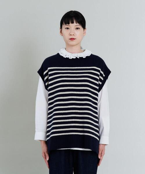 conges payes ADIEU TRISTESSE（コンジェ ペイエ アデュートリステス）の「ラムナイロンマリンボーダーベスト（ベスト・レディース・ベージュ系その他/ブルー系その他・FREE）」の13枚目の写真