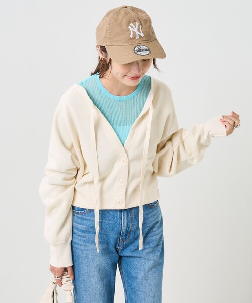 FREAK'S STORE（フリークスストア）の「サカリバリメイク風カーディガン(2wayカーディガン)（カーディガン/ボレロ・レディース・チャコールグレー/オフホワイト/オリーブ/ピンク・ﾌﾘ-）」の2枚目の写真