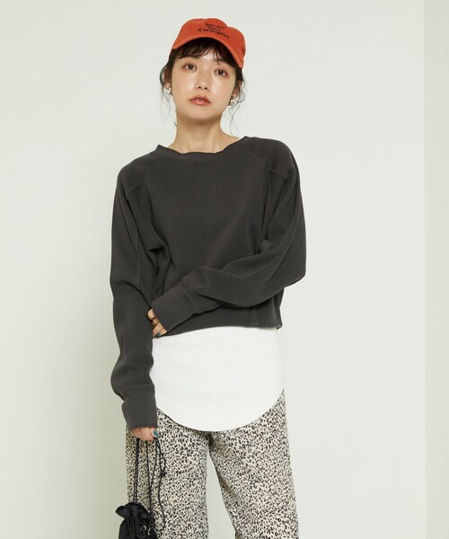 FREAK'S STORE（フリークスストア）の「サカリバリメイク風カーディガン(2wayカーディガン)（カーディガン/ボレロ・レディース・チャコールグレー/オフホワイト/オリーブ/ピンク・ﾌﾘ-）」の3枚目の写真