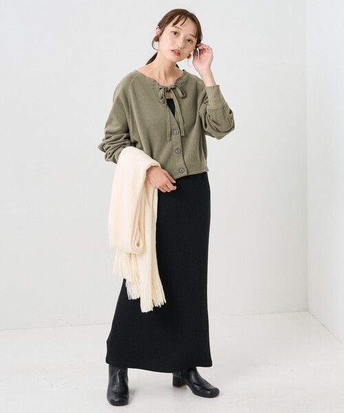 FREAK'S STORE（フリークスストア）の「サカリバリメイク風カーディガン(2wayカーディガン)（カーディガン/ボレロ・レディース・チャコールグレー/オフホワイト/オリーブ/ピンク・ﾌﾘ-）」の9枚目の写真