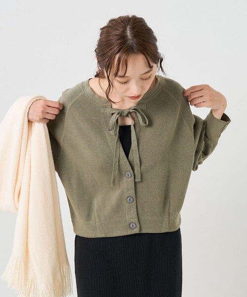 FREAK'S STORE（フリークスストア）の「サカリバリメイク風カーディガン(2wayカーディガン)（カーディガン/ボレロ・レディース・チャコールグレー/オフホワイト/オリーブ/ピンク・ﾌﾘ-）」の17枚目の写真