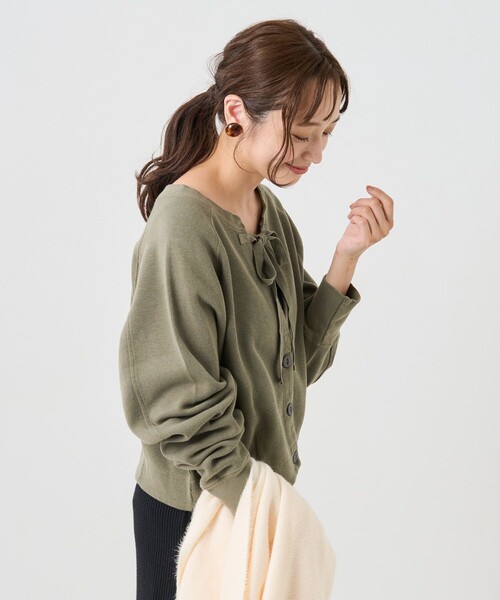 FREAK'S STORE（フリークスストア）の「サカリバリメイク風カーディガン(2wayカーディガン)（カーディガン/ボレロ・レディース・チャコールグレー/オフホワイト/オリーブ/ピンク・ﾌﾘ-）」の21枚目の写真