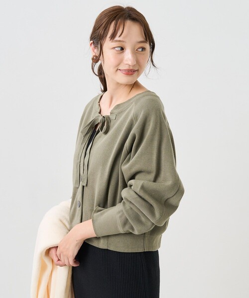 FREAK'S STORE（フリークスストア）の「サカリバリメイク風カーディガン(2wayカーディガン)（カーディガン/ボレロ・レディース・チャコールグレー/オフホワイト/オリーブ/ピンク・ﾌﾘ-）」の5枚目の写真