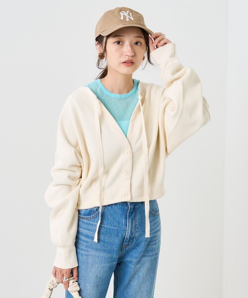 FREAK'S STORE（フリークスストア）の「サカリバリメイク風カーディガン(2wayカーディガン)（カーディガン/ボレロ・レディース・チャコールグレー/オフホワイト/オリーブ/ピンク・ﾌﾘ-）」の18枚目の写真