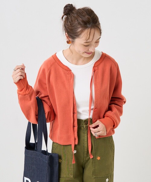 FREAK'S STORE（フリークスストア）の「サカリバリメイク風カーディガン(2wayカーディガン)（カーディガン/ボレロ・レディース・チャコールグレー/オフホワイト/オリーブ/ピンク・ﾌﾘ-）」の11枚目の写真