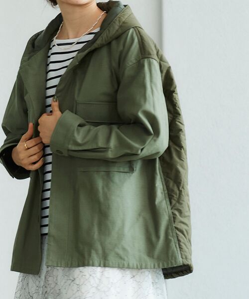 le.coeur blanc(ルクールブラン)の「キルティングコンビミリタリージャケット(ミリタリージャケット・レディース・ベージュ/カーキオリーブ・38)」の1枚目の写真