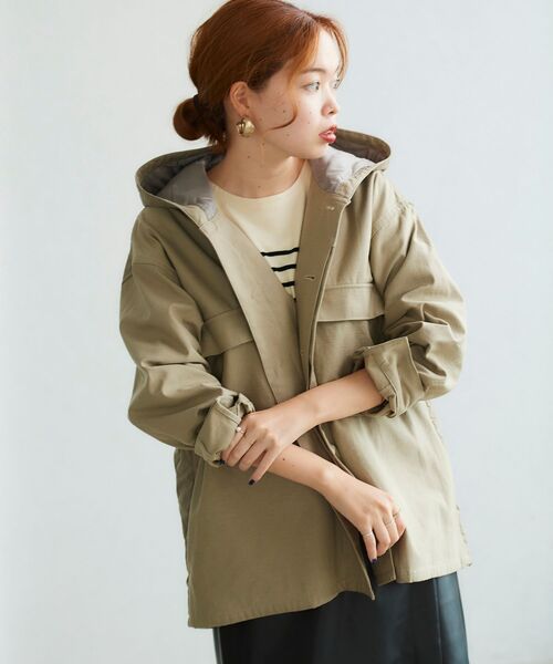 le.coeur blanc(ルクールブラン)の「キルティングコンビミリタリージャケット(ミリタリージャケット・レディース・ベージュ/カーキオリーブ・38)」の9枚目の写真