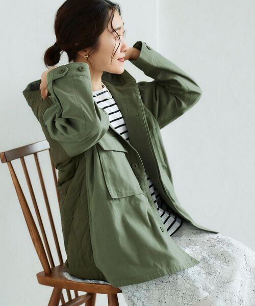 le.coeur blanc(ルクールブラン)の「キルティングコンビミリタリージャケット(ミリタリージャケット・レディース・ベージュ/カーキオリーブ・38)」の10枚目の写真