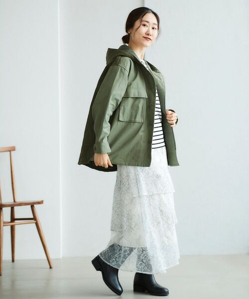 le.coeur blanc(ルクールブラン)の「キルティングコンビミリタリージャケット(ミリタリージャケット・レディース・ベージュ/カーキオリーブ・38)」の18枚目の写真