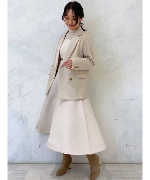 MERCURYDUO（マーキュリーデュオ）の「【To/】ハイツイストスタンドカラーロングスリーブニットワンピース（ワンピース・レディース・アイボリー/ブラック・SMALL/MEDIUM）」の3枚目の写真