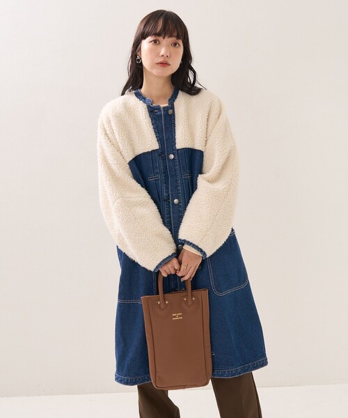 FREAK'S STORE（フリークスストア）の「CIMARRON JEANS × FREAK'S STORE/シマロンジーンズ 別注boa volume sleeve  jacket/別注ボアボリュームスリーブジャケット（その他アウター・レディース・サックスブルー/ブラウン・ﾌﾘ-）」の2枚目の写真