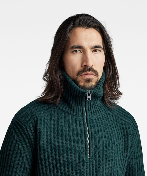 G-STAR（ジースター）の「CHUNKY SKIPPER KNITTED SWEATER/ハーフジップセーター（ニット/セーター・メンズ・グリーン系その他・LARGE/MEDIUM/SMALL/X-LARGE/X-SMALL）」の4枚目の写真