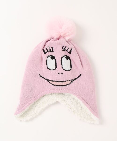 Kids Foret(キッズフォーレ)の「KF バーバパパアクリル耳付帽(ニットキャップ/ビーニー・キッズ・パープル/ピンク・53/56/49)」の1枚目の写真