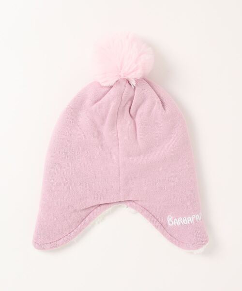 Kids Foret(キッズフォーレ)の「KF バーバパパアクリル耳付帽(ニットキャップ/ビーニー・キッズ・パープル/ピンク・53/56/49)」の6枚目の写真