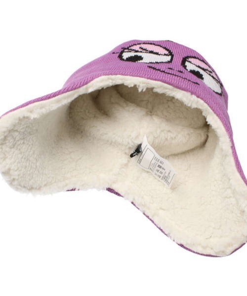 Kids Foret(キッズフォーレ)の「KF バーバパパアクリル耳付帽(ニットキャップ/ビーニー・キッズ・パープル/ピンク・53/56/49)」の3枚目の写真