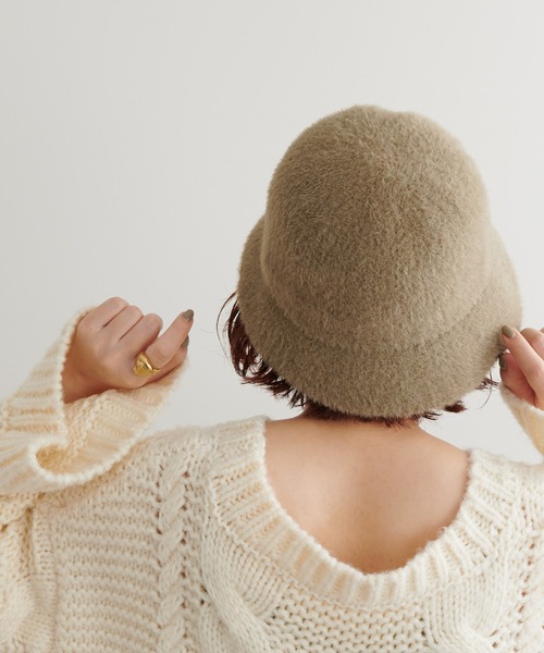 natural couture（ナチュラルクチュール）の「シャギーバスケットハット（ハット・レディース・モカ/ライトベージュ/ブラック・FREE）」の2枚目の写真