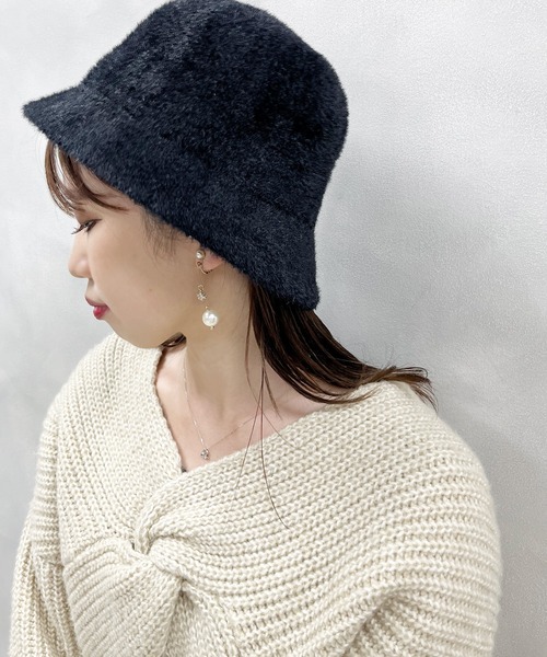 natural couture（ナチュラルクチュール）の「シャギーバスケットハット（ハット・レディース・モカ/ライトベージュ/ブラック・FREE）」の13枚目の写真