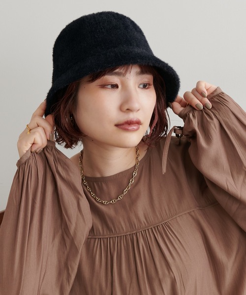 natural couture（ナチュラルクチュール）の「シャギーバスケットハット（ハット・レディース・モカ/ライトベージュ/ブラック・FREE）」の11枚目の写真