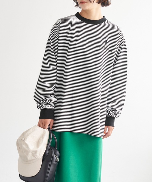 U.S. POLO ASSN.(ユーエスポロアッスン)の「U.S. POLO ASSN. /ユーエスポロアッスン 別注 オーバーサイズ 刺繍ロゴリンガー配色ロングTシャツ(Tシャツ/カットソー・レディース・オフホワイト/アイボリー系2/アイボリー系1/杢グレー/ホワイト系・FREE)」の20枚目の写真