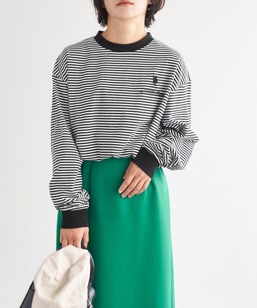 U.S. POLO ASSN.(ユーエスポロアッスン)の「U.S. POLO ASSN. /ユーエスポロアッスン 別注 オーバーサイズ 刺繍ロゴリンガー配色ロングTシャツ(Tシャツ/カットソー・レディース・オフホワイト/アイボリー系2/アイボリー系1/杢グレー/ホワイト系・FREE)」の21枚目の写真