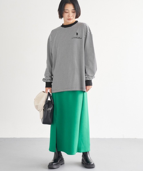 U.S. POLO ASSN.(ユーエスポロアッスン)の「U.S. POLO ASSN. /ユーエスポロアッスン 別注 オーバーサイズ 刺繍ロゴリンガー配色ロングTシャツ(Tシャツ/カットソー・レディース・オフホワイト/アイボリー系2/アイボリー系1/杢グレー/ホワイト系・FREE)」の18枚目の写真