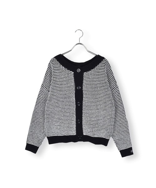 ZIDDY（ジディ）の「ZIDDY/ワッフル編2WAYカーディガン(130~160cm)（カーディガン/ボレロ・キッズ・グリーン/ブラック・160/150/140/130）」の9枚目の写真