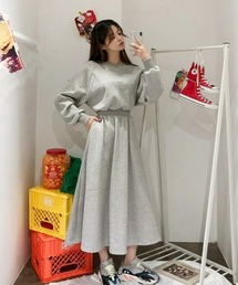 ハイウエストスウェットワンピース