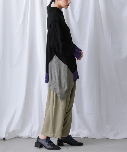 osharewalker（オシャレウォーカー）の「『デザイン襟配色アシメニット』（ニット/セーター・レディース・ブラック・FREE）」の9枚目の写真