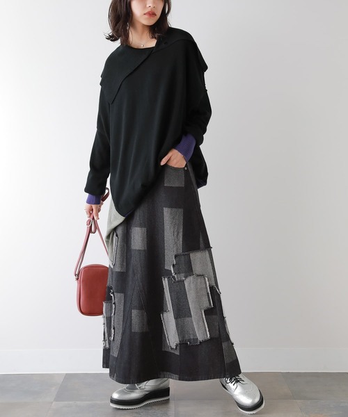 osharewalker（オシャレウォーカー）の「『デザイン襟配色アシメニット』（ニット/セーター・レディース・ブラック・FREE）」の12枚目の写真