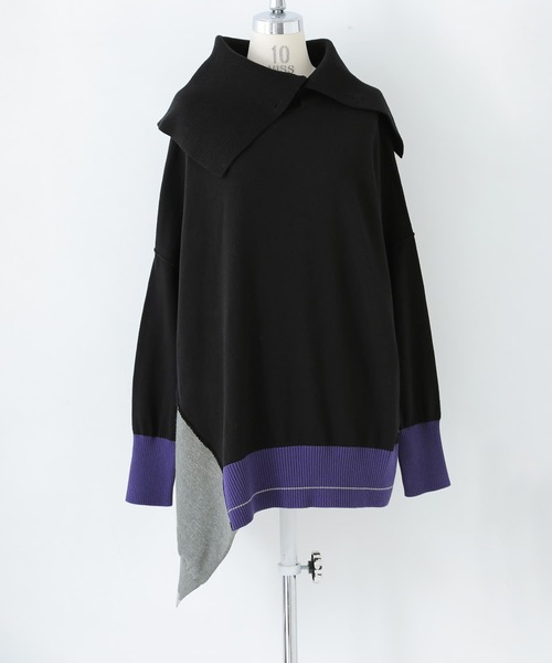 osharewalker（オシャレウォーカー）の「『デザイン襟配色アシメニット』（ニット/セーター・レディース・ブラック・FREE）」の15枚目の写真