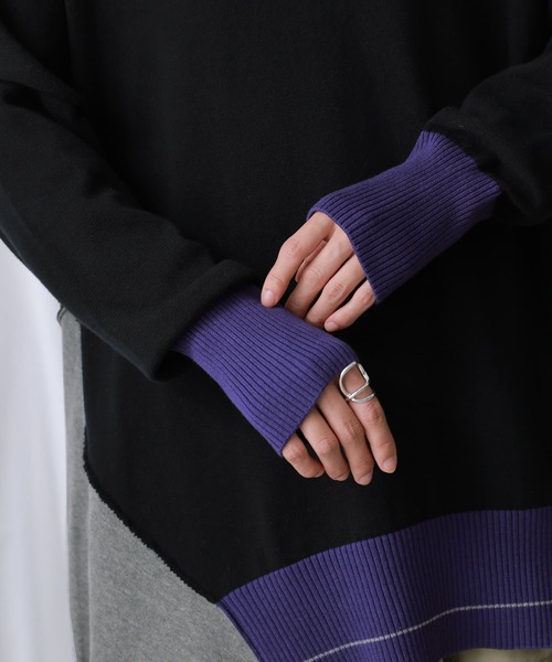 osharewalker（オシャレウォーカー）の「『デザイン襟配色アシメニット』（ニット/セーター・レディース・ブラック・FREE）」の18枚目の写真