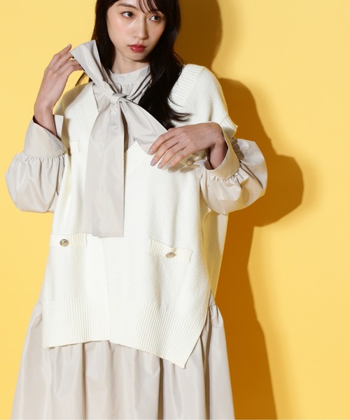 JILL by JILLSTUART ブラウス　長袖　ベスト付き　ワンピース JILL by JILL STUART（ジルバイジルスチュアート）の「ニット