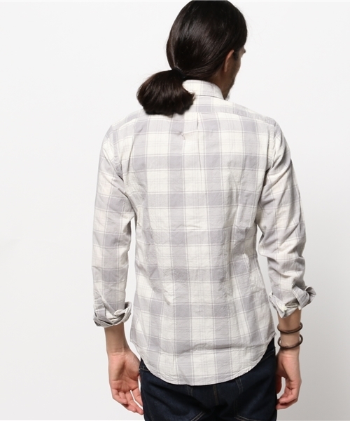 JOURNAL STANDARD（ジャーナルスタンダード）の「シャンブレーチェックレギュラーカラーシャツ # （シャツ/ブラウス・メンズ・ライトグレー/コバルトブルー/ライトグリーン・LARGE/MEDIUM）」の6枚目の写真
