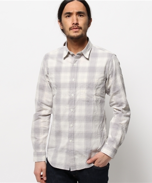 JOURNAL STANDARD（ジャーナルスタンダード）の「シャンブレーチェックレギュラーカラーシャツ # （シャツ/ブラウス・メンズ・ライトグレー/コバルトブルー/ライトグリーン・LARGE/MEDIUM）」の9枚目の写真