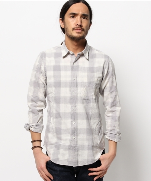 JOURNAL STANDARD（ジャーナルスタンダード）の「シャンブレーチェックレギュラーカラーシャツ # （シャツ/ブラウス・メンズ・ライトグレー/コバルトブルー/ライトグリーン・LARGE/MEDIUM）」の17枚目の写真