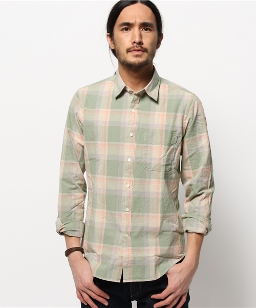 JOURNAL STANDARD（ジャーナルスタンダード）の「シャンブレーチェックレギュラーカラーシャツ # （シャツ/ブラウス・メンズ・ライトグレー/コバルトブルー/ライトグリーン・LARGE/MEDIUM）」の18枚目の写真