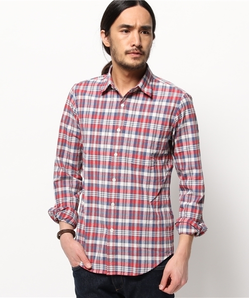 JOURNAL STANDARD（ジャーナルスタンダード）の「シャンブレーチェックレギュラーカラーシャツ # （シャツ/ブラウス・メンズ・ライトグレー/コバルトブルー/ライトグリーン・LARGE/MEDIUM）」の19枚目の写真