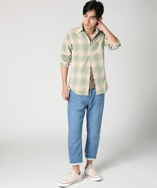 JOURNAL STANDARD（ジャーナルスタンダード）の「シャンブレーチェックレギュラーカラーシャツ # （シャツ/ブラウス・メンズ・ライトグレー/コバルトブルー/ライトグリーン・LARGE/MEDIUM）」の21枚目の写真